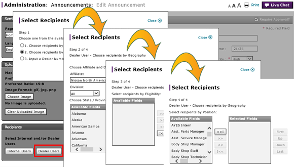 Select dealer recipients by